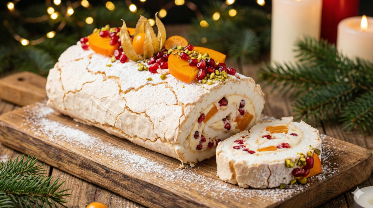 Cette bûche pavlova croustille et fond en bouche : le dessert léger qui rend Noël magique