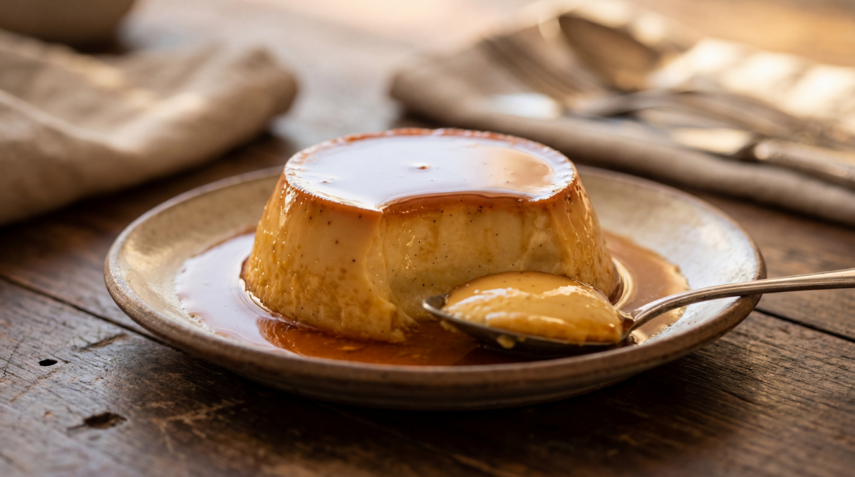 Crème caramel maison à la vanille, le dessert de grand‑mère fondant et réconfortant pour finir le repas en douceur