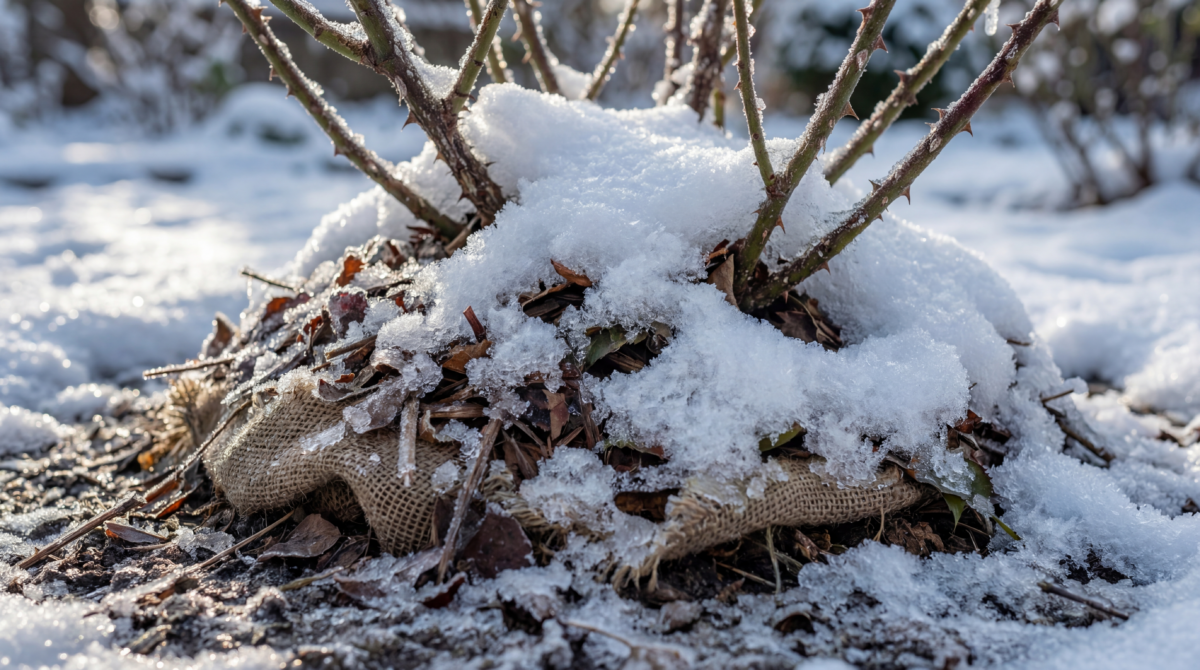 Protéger le pied des rosiers quand l’hiver s’acharne vraiment